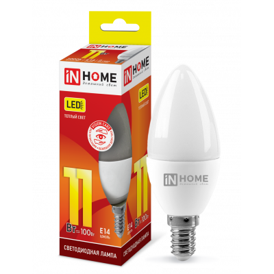 Лампа светодиодная LED-СВЕЧА-VC 11Вт 230В Е14 3000К 1050Лм IN HOME